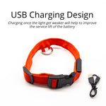 LED Dog Collar - Glows Fluorescent Choose USB Charging or Battery